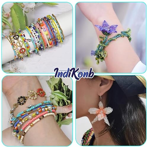 INDIKONB Seed Beads Transparent Finish Small Glass Beads Size 11/0-2mm Sugar Glass Beads for Embroidery, Aari Work, Jewellery Making (Gold) - Image 3