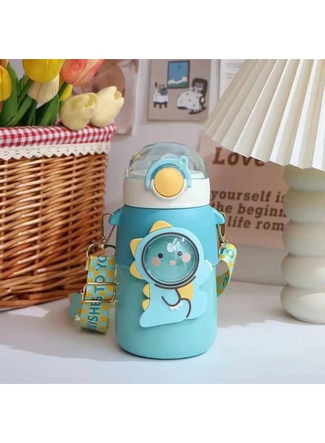 Water Bottle Safety Children's Thermos Cup With Silicone Straw High-capacity Stainless Steel Kids Bottle