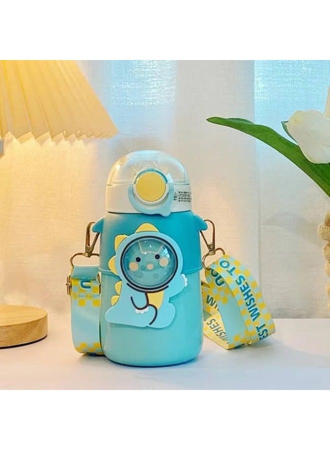 Water Bottle Safety Children's Thermos Cup With Silicone Straw High-capacity Stainless Steel Kids Bottle