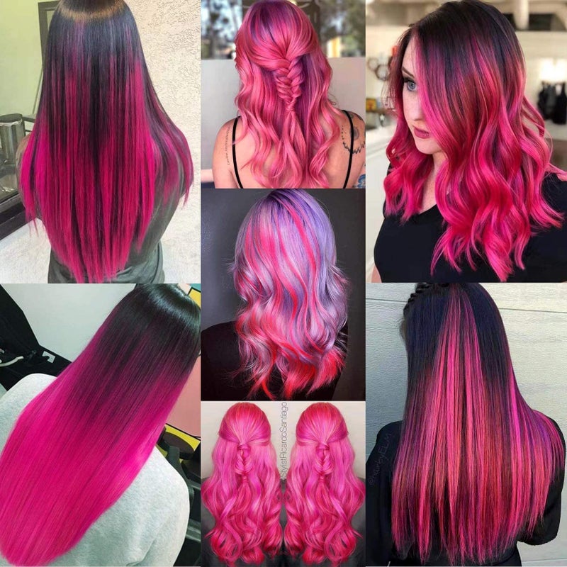 RINBOOOL Pink Hair Extensions Clip in, 22 Inch 10 Pcs Long Straight Colored, for Women Highlight Party, Synthetic - Image 4