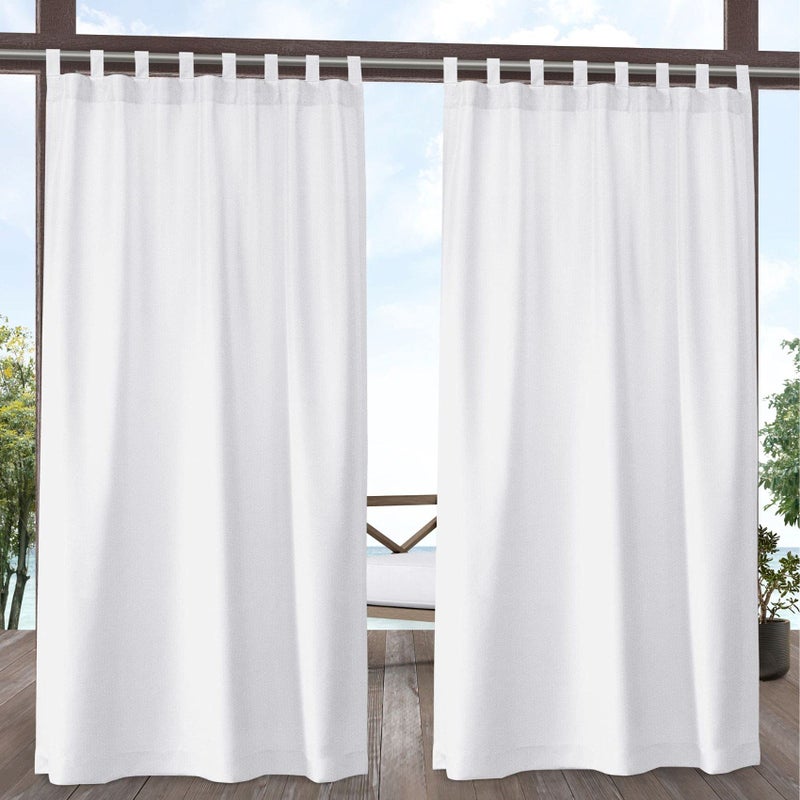 Exclusive Home EXCLUSIVE HOME Biscayne IndoorOutdoor Two Tone Textured HookandLoop Tab Top Curtain Panel Pair 54x108 White Set of 2 