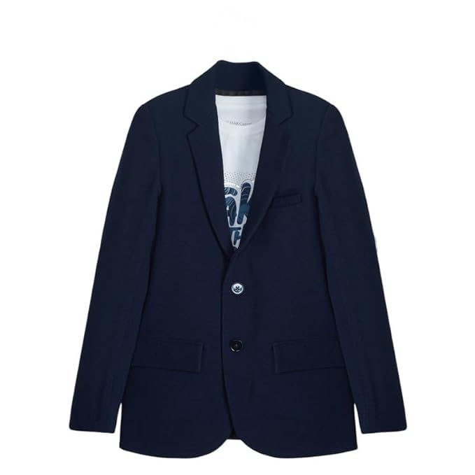 CHARCHIT Boys Regular Fit Plain Blazer and T-Shirt Navy - Image 1