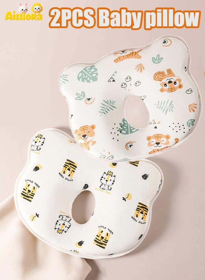 Aissiora 2PCS Baby neck support pillow Baby's head shaping pillow Memory foam pillow core Prevention and correction of eccentricity Baby pillows Suitable for newborns - Image 1