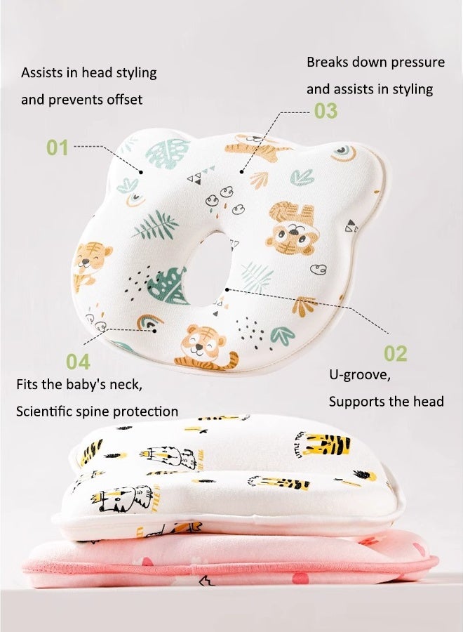 Aissiora 2PCS Baby neck support pillow Baby's head shaping pillow Memory foam pillow core Prevention and correction of eccentricity Baby pillows Suitable for newborns - Image 4