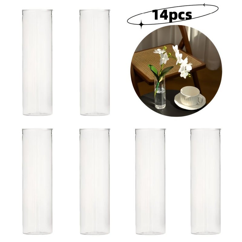 Set Of 14 Plastic Cylindrical Vases Sturdy Desktop Decor Stylish And Adaptable For Party Decorations Home Accents Wedding Flowers And Gifts - Image 1