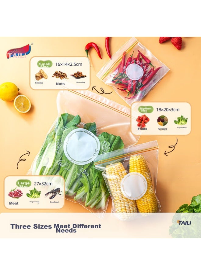 Taili Food Storage Bags, Standing Sealed Bags, Double-ribbed Airtight Bags, Large/medium/small Set, Thickened Food-grade Pe - Image 5
