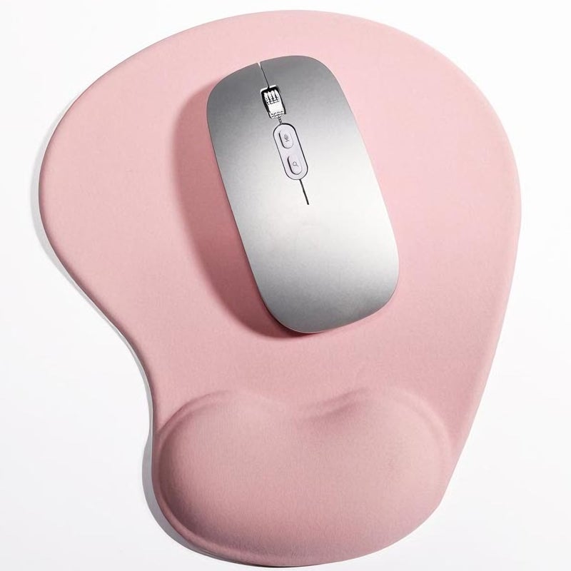 Jywybf Ergonomic Mouse Pad With Wrist Rest  Gel Wrist Support Mousepad  Pain Relief Laptop Computer Mouse Pad  Non-Slip Mouse Pads For Office & Home (Light Pink) - Image 1