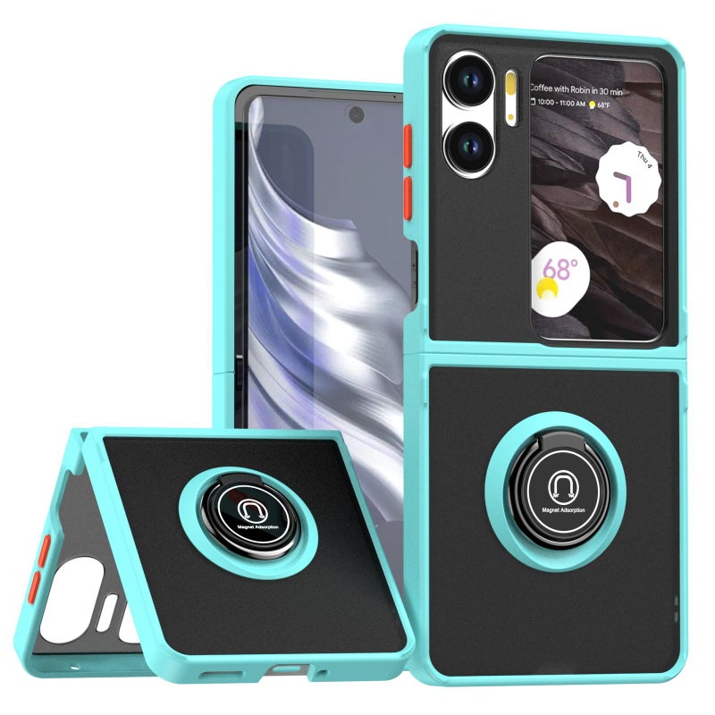 إيروريكس جراب هاتف OPPO Find N2 Flip Q Shadow 1 Series TPU + PC مع حلقة (أزرق سماوي) - Image 1