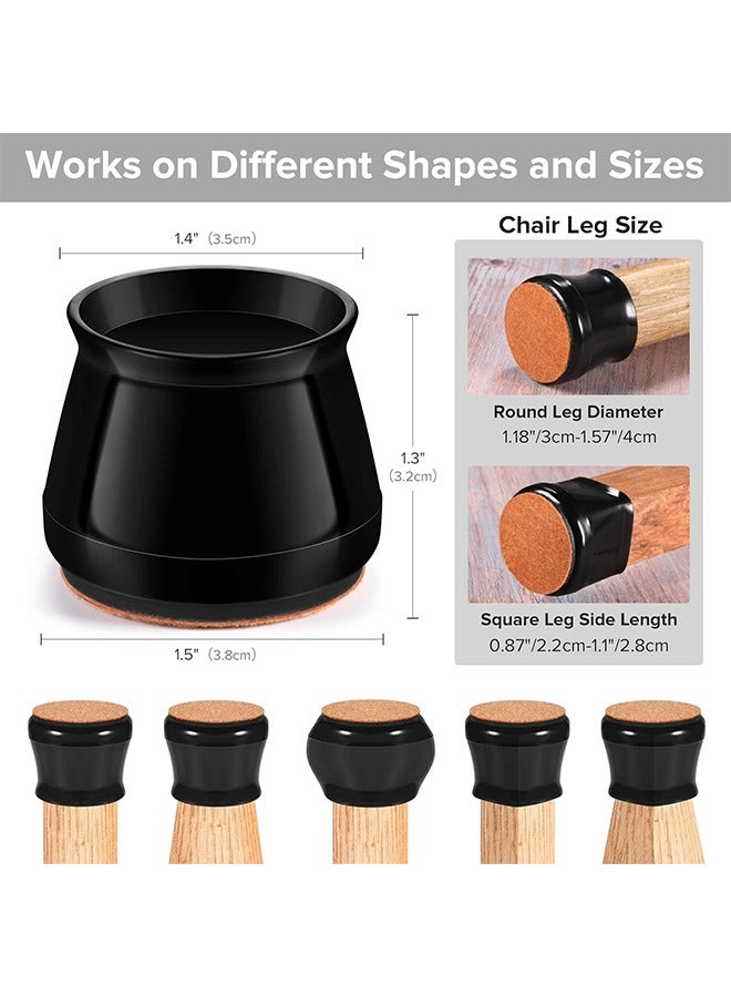 24PCS Upgraded Silicone Chair Leg Floor Protectors For Hardwood Floors, Furniture Sliders For Chair Legs, Felt Bottom Furniture Pads, Anti-Slip Round And Square Cap Covers To Scratch And Reduce Noise - Image 2