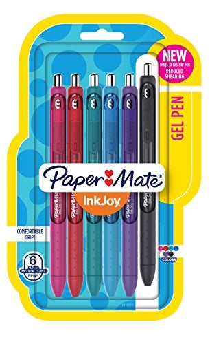 Paper Mate® InkJoy™ Retractable Gel Pens, Medium Point, 0.7 mm, Black Barrels, Assorted Ink Colors, Pack Of 6 - Image 1