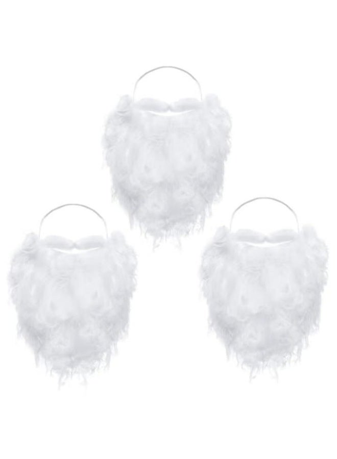 Pack of 3 White Fake Santa Beards - Image 1