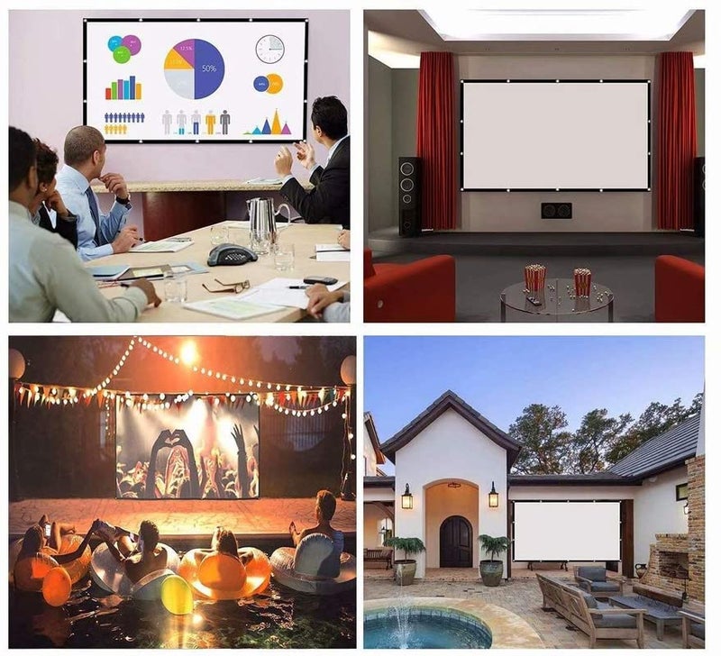Spline ® 150 Inch 16:9 HD Projector Screen Portable Widescreen Foldable Anti-Crease Indoor Outdoor Projector Movies Screen for Home Theater Support (131 inch (W) x 74 inch (H)) - Image 3