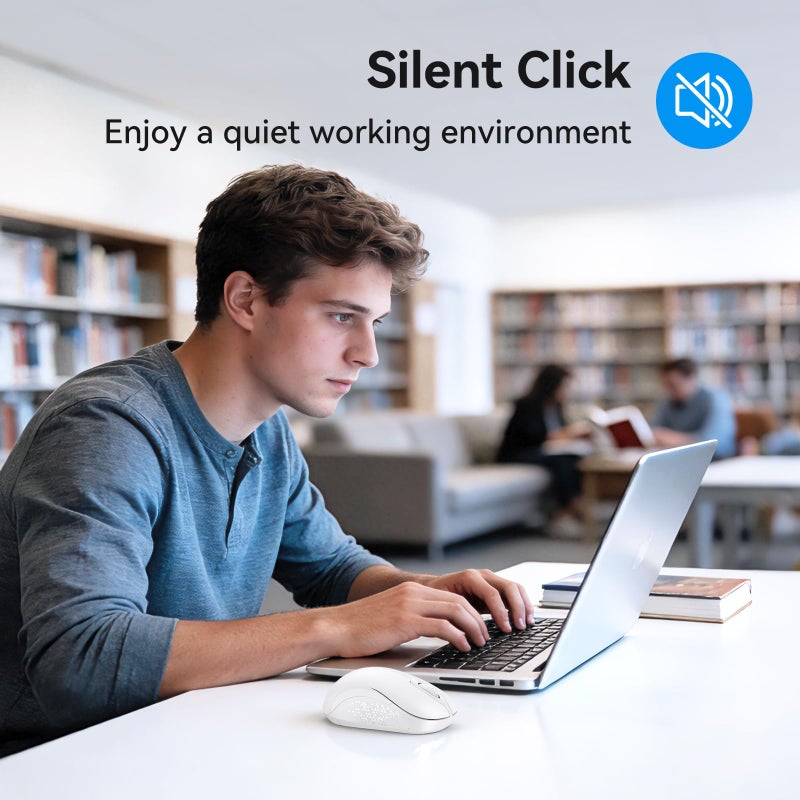 TECKNET Wireless Mouse for Laptop, 2.4GHz Computer Mouse 3 Adjustable DPI Office Cordless USB Mice with Receiver,Small to Medium Sized Hands Compatible with PC, Laptop, Desktop,Off-White - Image 2