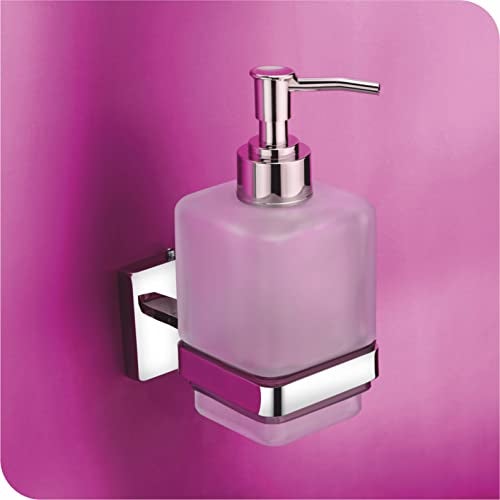 KANJAL Liquid soap Dispenser Holder for Bathroom Glass handwash Dispenser soap Dispenser for wash Basin Liquid Dispenser LX27O(Chrome Finish,Anti-Rust)(304 Stainless Steel) - Image 1