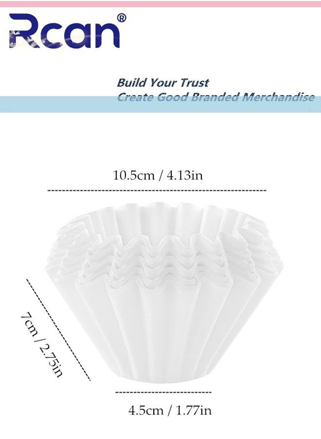 Rcan 50 Pieces Natural Log Pulp Disposable Coffee Filter Paper Ripple Cake Bowl Drip Filter Degradable Paper Basket Style Brewer 1-4 Cup Capacity Suitable for Pour Over Drip Coffee Machine Filter Cup Filte  - Image 4