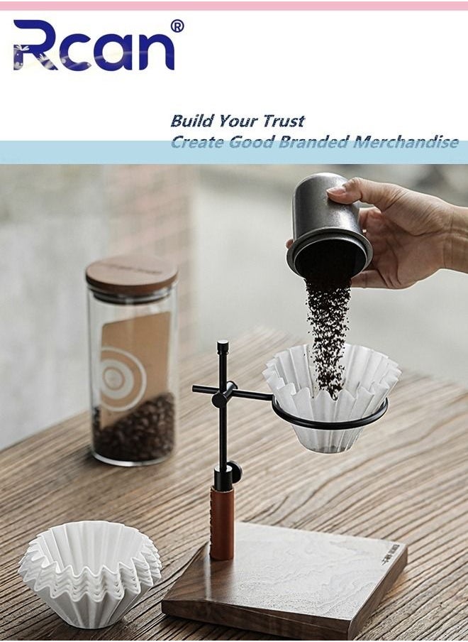 Rcan 50 Pieces Natural Log Pulp Disposable Coffee Filter Paper Ripple Cake Bowl Drip Filter Degradable Paper Basket Style Brewer 1-4 Cup Capacity Suitable for Pour Over Drip Coffee Machine Filter Cup Filte  - Image 5