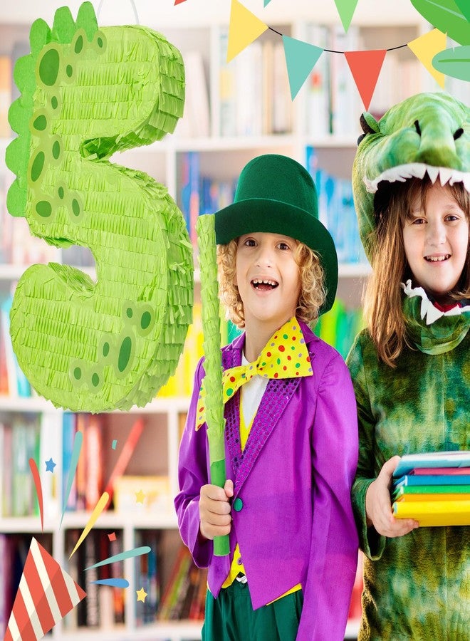 Poen بيناتا ديناصور بارتفاع 16 بوصة رقم 1 2 3 4 5 6 7 8 9 لحفلة عيد ميلاد الأطفال بيناتا ديناصور لطيفة مع عصا وغطاء عين وكونفيتي للأولاد والبنات زينة حفلة عيد ميلاد ديناصور - Image 5