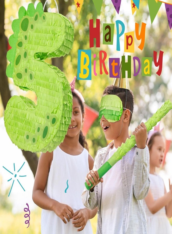 Poen بيناتا ديناصور بارتفاع 16 بوصة رقم 1 2 3 4 5 6 7 8 9 لحفلة عيد ميلاد الأطفال بيناتا ديناصور لطيفة مع عصا وغطاء عين وكونفيتي للأولاد والبنات زينة حفلة عيد ميلاد ديناصور - Image 4