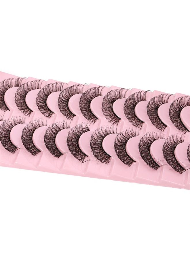 wiwoseo False Eyelashes Russian Strip Lashes Natural Look 3D Effect Wispy Fluffy Curly 15MM Lashes 10 Pairs Pack