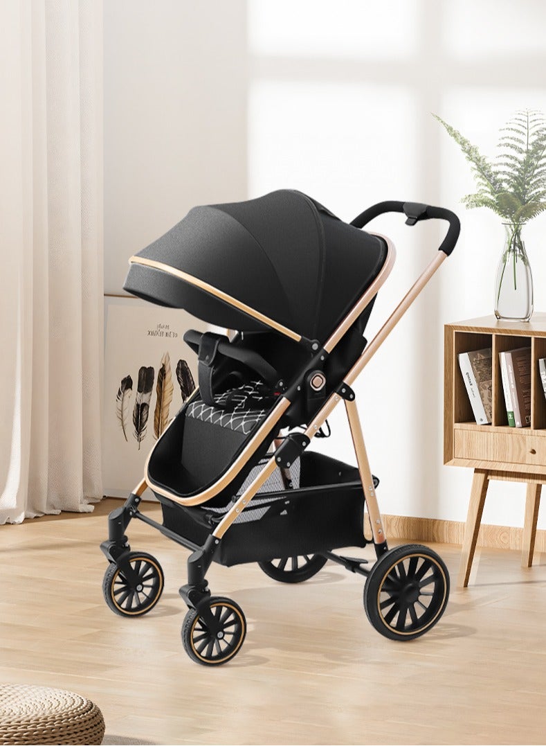 عربة أطفال خفيفة الوزن 3 في 1 عالية المناظر الطبيعية وعربة أطفال فاخرة قابلة للطي 3 في 1 - Image 1