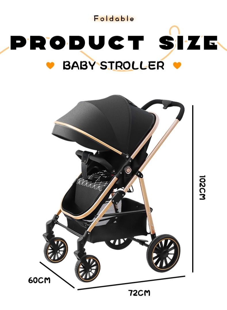 عربة أطفال خفيفة الوزن 3 في 1 عالية المناظر الطبيعية وعربة أطفال فاخرة قابلة للطي 3 في 1 - Image 2