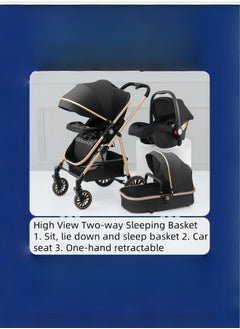 Generic High Landscape Lightweight 3 In 1 Pushchair Stroller Baby And Carseat Luxury Foldable Baby Stroller Pram 3 In 1 With Car Seat  - Image 2