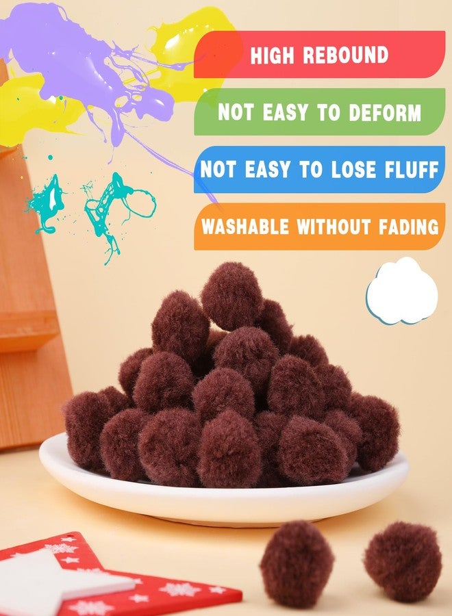 MORFEN 150 Pieces Pom Poms, 1 Inch Dark Brown Craft Pom Poms, Fuzzy Pompom Puff Balls, Small Pom Pom Balls for DIY Arts and Crafts Projects, Home Decorations - Image 3