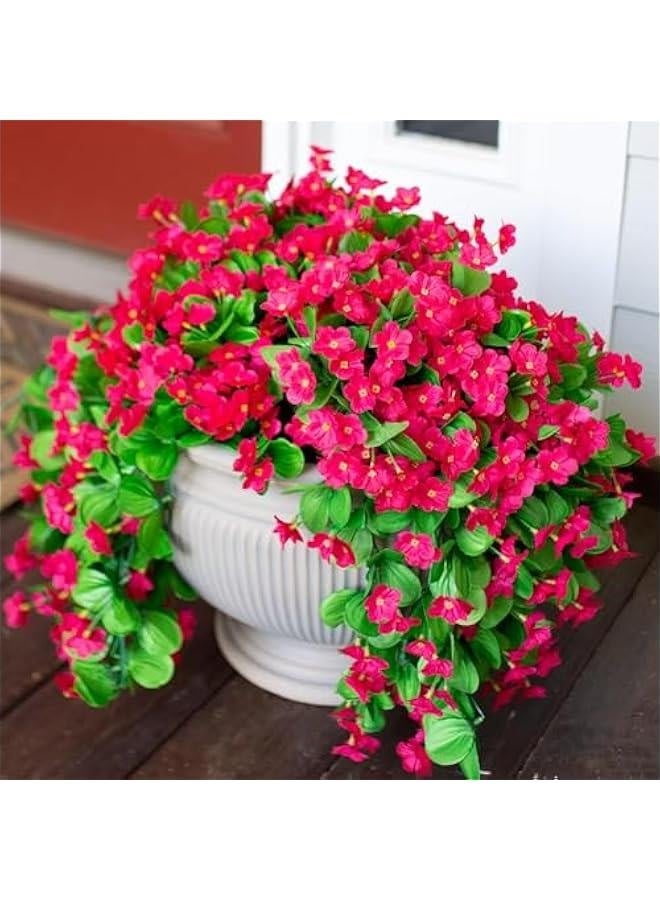 نباتات زينة خارجية صناعية مع أزهار وكروم معلقة لتزيين الصيف، 2 قطعة من أوركيد الورق الوردي الساخن المقاوم للأشعة فوق البنفسجية يبدو واقعيًا لزراعة المنزل في الشرفة أو الفناء. - Image 1