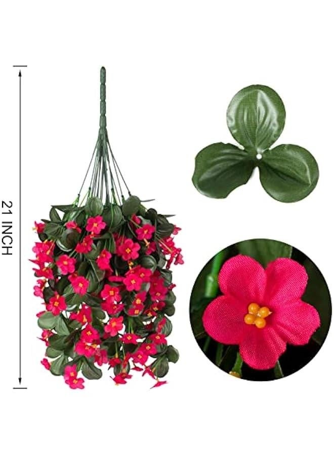 نباتات زينة خارجية صناعية مع أزهار وكروم معلقة لتزيين الصيف، 2 قطعة من أوركيد الورق الوردي الساخن المقاوم للأشعة فوق البنفسجية يبدو واقعيًا لزراعة المنزل في الشرفة أو الفناء. - Image 4