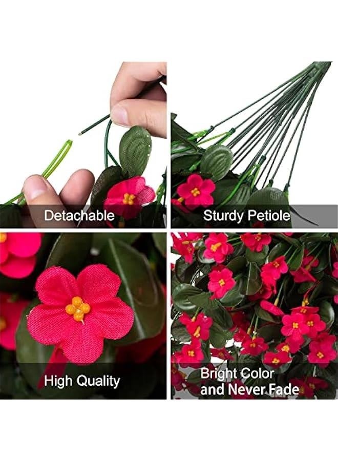 نباتات زينة خارجية صناعية مع أزهار وكروم معلقة لتزيين الصيف، 2 قطعة من أوركيد الورق الوردي الساخن المقاوم للأشعة فوق البنفسجية يبدو واقعيًا لزراعة المنزل في الشرفة أو الفناء. - Image 5