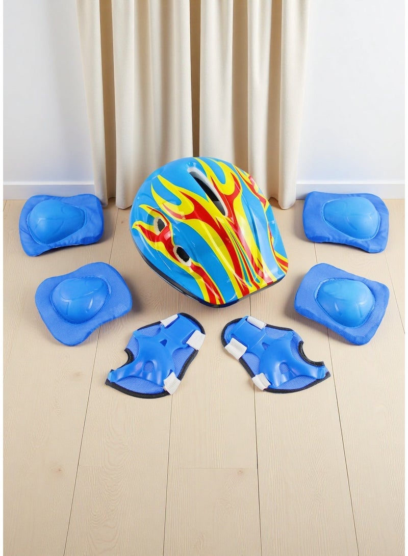إيزي فيتشور مجموعة خوذة ووسادات حماية للأطفال من إيزي فيوتشر، ٧ في ١: وسادات للركبة، ووسادات للمرفقين، وأساور حماية للمعصم للأولاد والبنات - ٣ خيارات ألوان (وردي، أحمر، أزرق) - Image 1