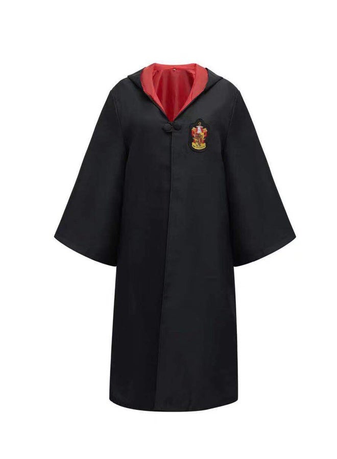HALAMODO Wizard Robe Costume Cosplay Set,Hogwarts Wizarding World Costume Robes for Kids & Adults, Cosplay Robe Costume Cosplay Set, Dress Up Accessory Include with Striped Tie, Glasses Frame, Wizard Hat, Magic Wand and Pendant - for Boys and Girls - Image 4