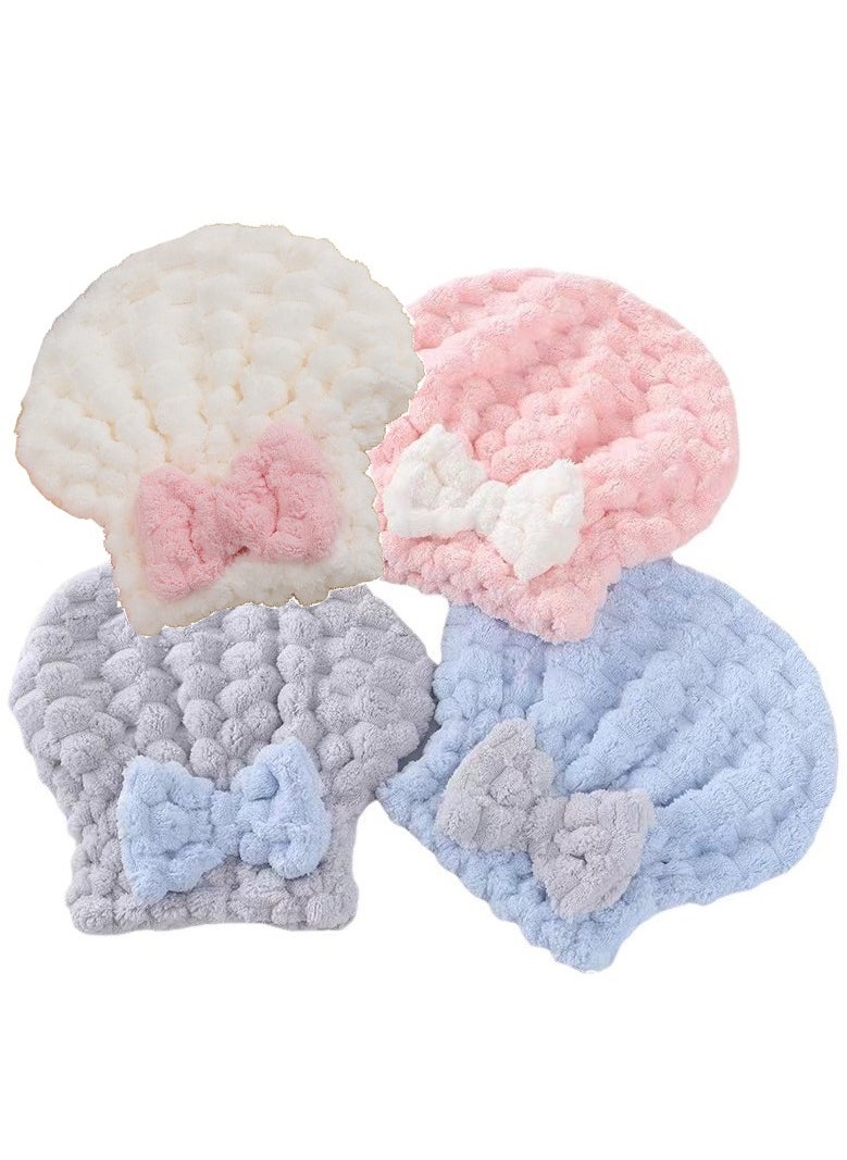 Generic 4-Piece Hair Towel Wrap Hair Drying Cap Absorbent Hair Towel  - Image 1