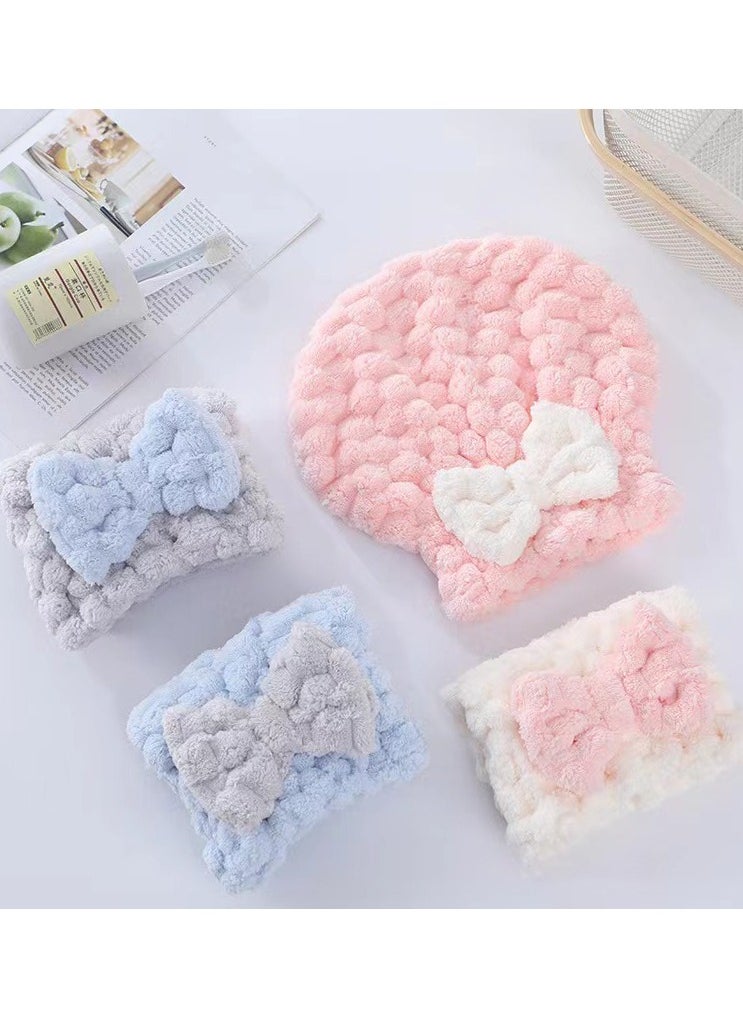 Generic 4-Piece Hair Towel Wrap Hair Drying Cap Absorbent Hair Towel  - Image 2