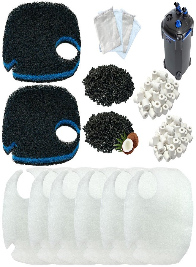 beaufan 16 Pack Replacement Media Kit Compatible with AMOSIJOY 396GPH 3-Stage Canister External Aquarium Filter, Includes 6 White Pads, 2 Coarse Pads, 2 Activated Carbon, 2 Ceramic Rings & 4 Mesh Bags - Image 1