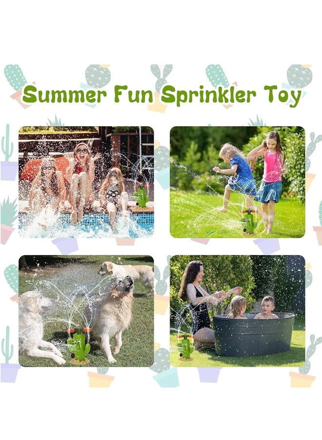 هالامودو كاكتوس الماء رشاشة لعبة في الهواء الطلق ألعاب المياه الترفيهية للأطفال والحيوانات الأليفة في الصيف ، الدوار ثلاثي الاتجاه رشاشة العشب الصيف متعة تشارك في اللعب - Image 3