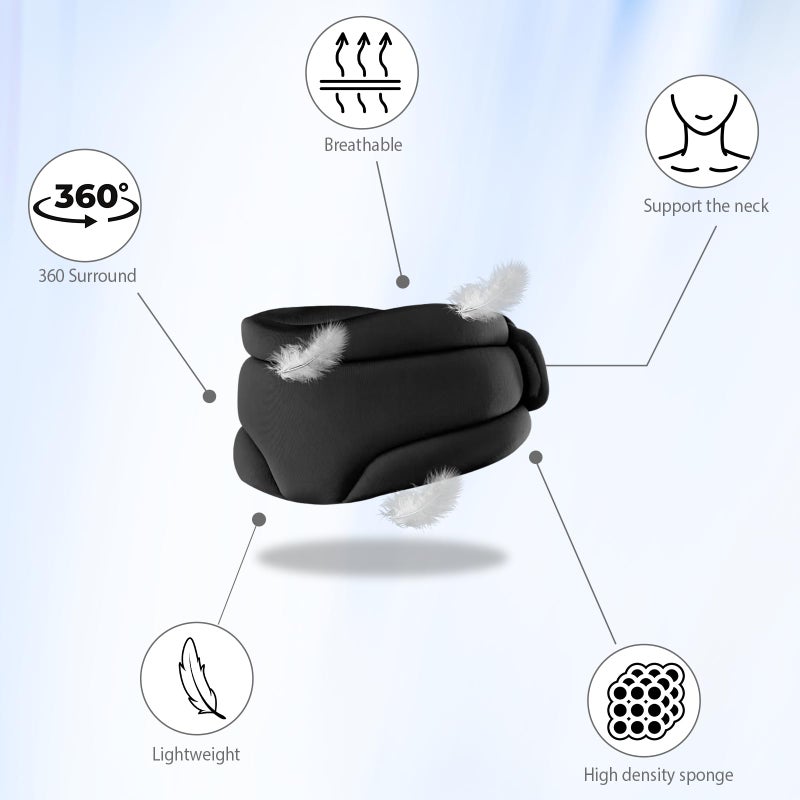 leeveel Neck Brace Cervical Collar, Neck Braces for Neck Pain and Support, Soft Foam Brace for Pain Relief, Adjustable Neck Support Collar for Sleeping, Travelling, Office (Black) - Image 5