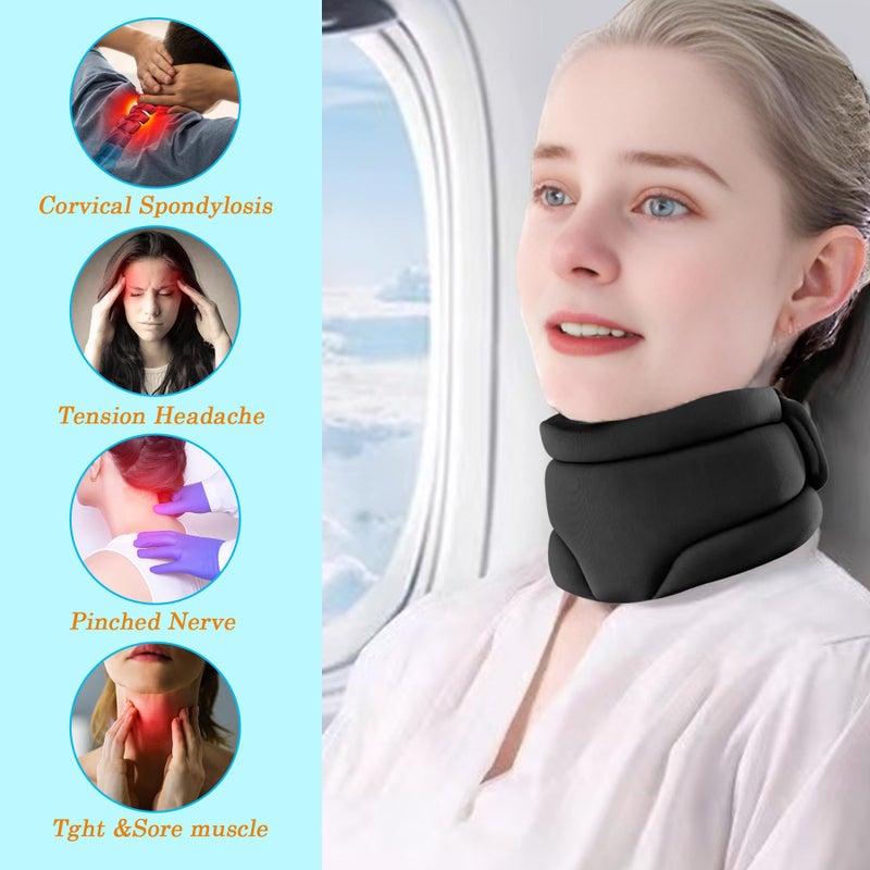 leeveel Neck Brace Cervical Collar, Neck Braces for Neck Pain and Support, Soft Foam Brace for Pain Relief, Adjustable Neck Support Collar for Sleeping, Travelling, Office (Black) - Image 2