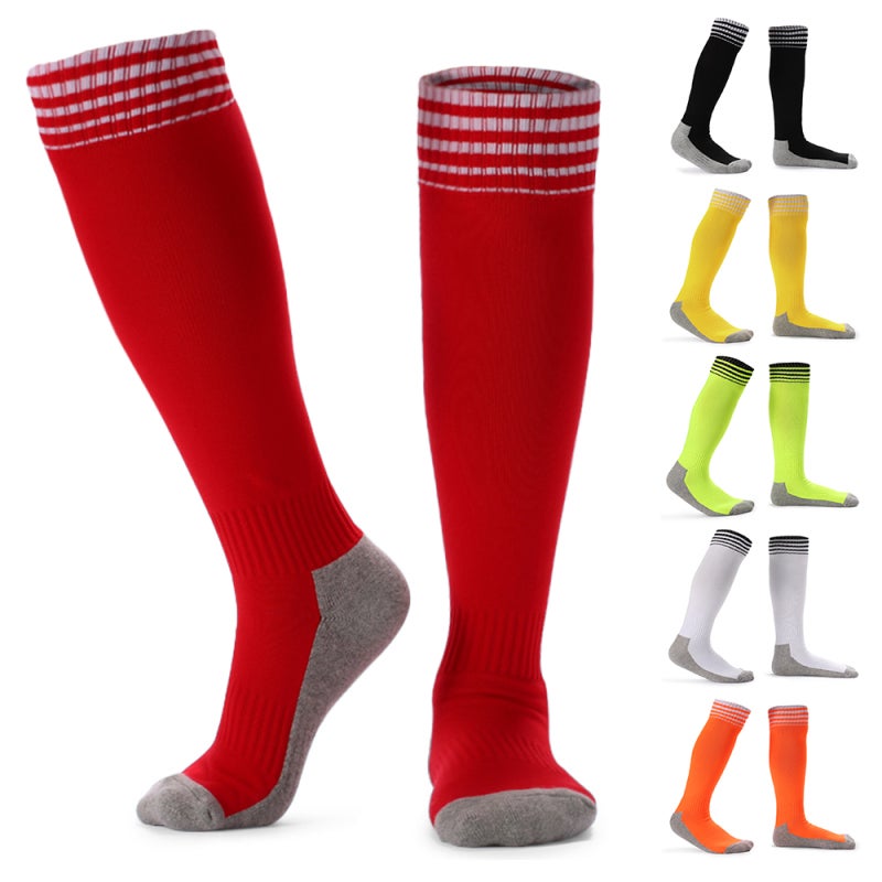 Kids' Football Socks: High Tube, 57% Chinlon 22% Cotton, Durable Breathable Skin-Friendly - For Boys Girls Age 8-14, Feet Size CN 33-38, Suitable For Winter Autumn Spring - Image 4