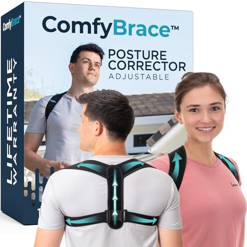 ComfyBrace Posture CorrectorBack Brace for Men and Women Fully Adjustable Straightener for Mid Upper Spine Support Neck Shoulder Clavicle and Back Pain ReliefBreathable
