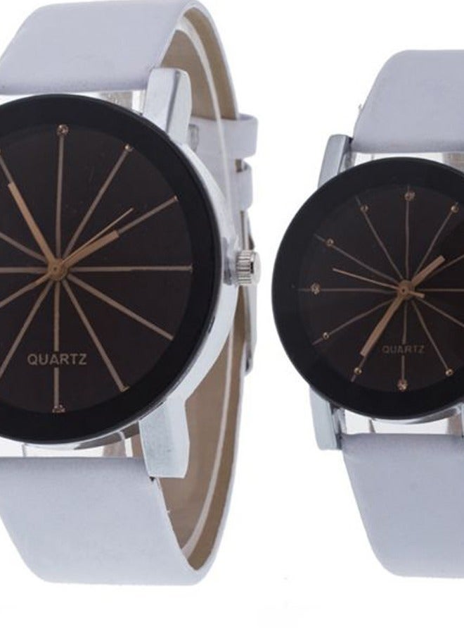 2-Piece Round Dial Analog Watch Set For Couple 274 - Image 2