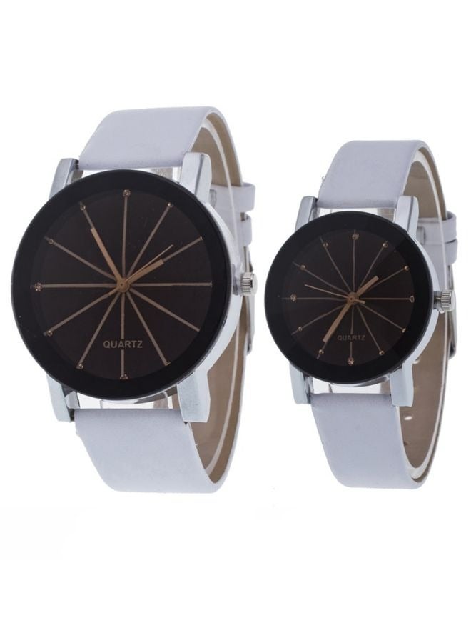 2-Piece Round Dial Analog Watch Set For Couple 274 - Image 1