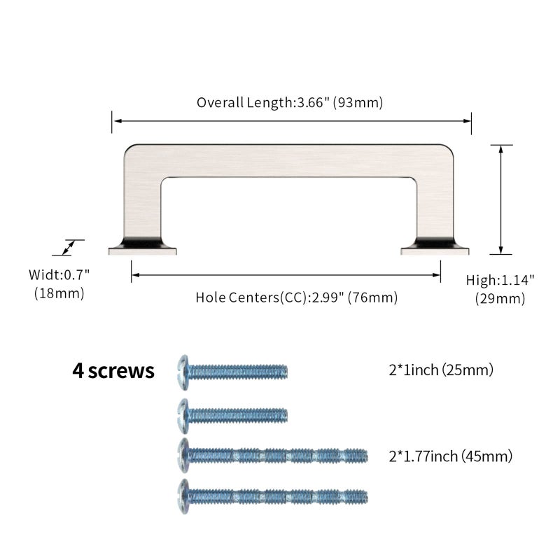 Knoklock 10 Pack 3 Inch(76Mm) Kitchen Cabinet Handles Brushed Satin Nickel Cabinet Pulls Kitchen Cabinet Hardware Drawer Pulls For Dresser Cupboard Wardrobe - Image 3
