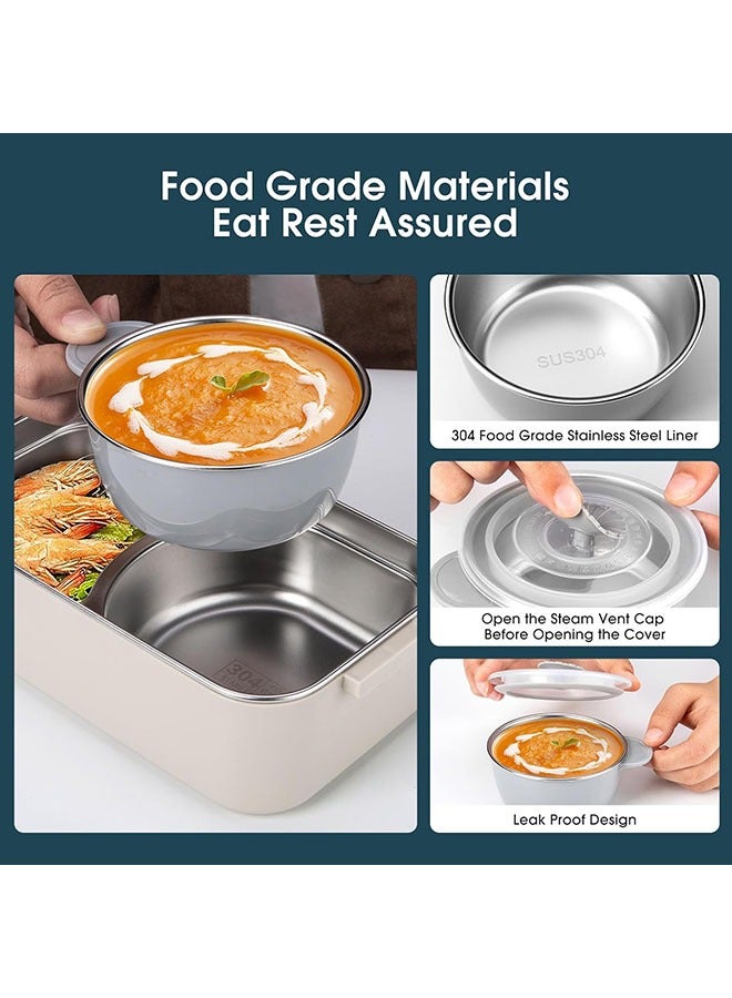 Bento Box Adult Lunch Box, Stackable 2 Layer 304 Stainless Steel Lunch Container for Adults Kids Office, 2L Capacity Portable Lunch Box Containers with Soup Bowl Spoon and Chopsticks - Image 4