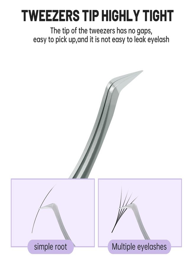 Natuhana High Precision Lash Tweezers for Individual and Volume Eyelash Extensions Premium Stainless Steel Curved Fiber Tip Professional Isolation Tweezer - Image 2