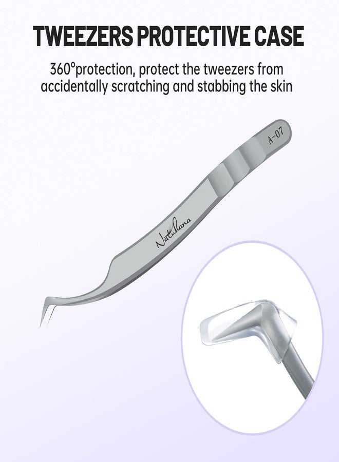 Natuhana High Precision Lash Tweezers for Individual and Volume Eyelash Extensions Premium Stainless Steel Curved Fiber Tip Professional Isolation Tweezer - Image 4