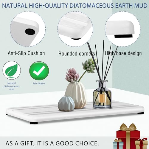 Lyxel 2PCS Water Absorbing Stone Tray,Quick Drying Stone Sink Tray,Water Absorbent Diatomite Coasters for Bathroom Counter and Kitchen Sink, Used for Hand Soap Dish Cosmetic Bottles Toothbrush Holders - Image 5