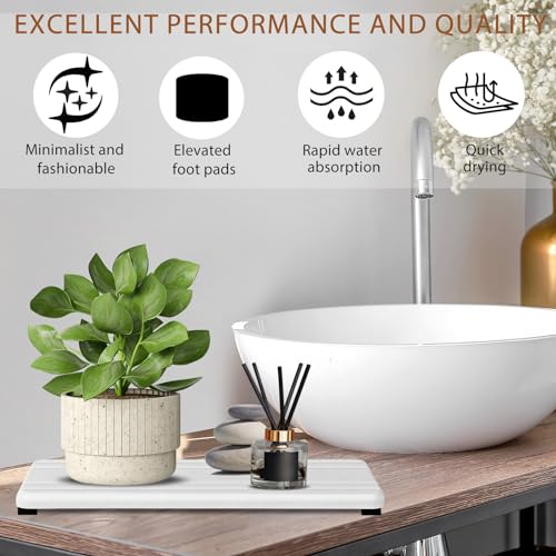 Lyxel 2PCS Water Absorbing Stone Tray,Quick Drying Stone Sink Tray,Water Absorbent Diatomite Coasters for Bathroom Counter and Kitchen Sink, Used for Hand Soap Dish Cosmetic Bottles Toothbrush Holders - Image 4
