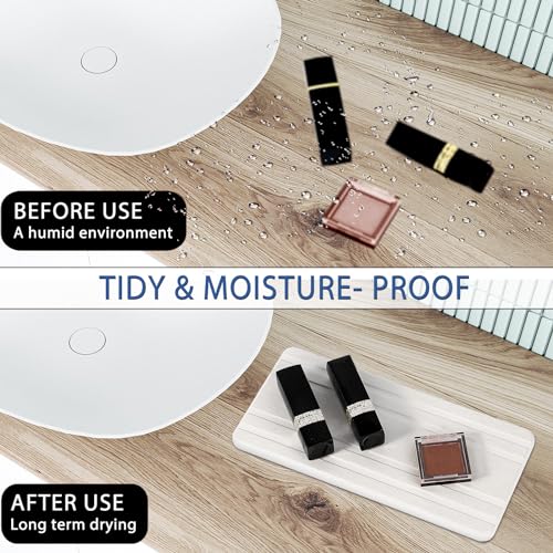Lyxel 2PCS Water Absorbing Stone Tray,Quick Drying Stone Sink Tray,Water Absorbent Diatomite Coasters for Bathroom Counter and Kitchen Sink, Used for Hand Soap Dish Cosmetic Bottles Toothbrush Holders - Image 3