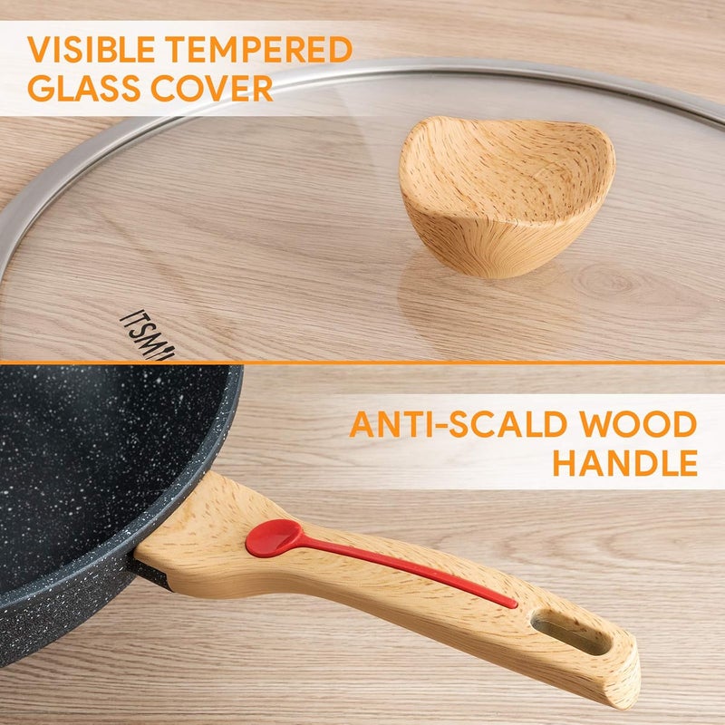 ITSMILLERS Nonstick Wok Aluminium Die-casting Chinese Wok, Scratch Resistant With Lid and Spatula, PFOA-Free, Dishwasher Safe & Induction Bottom,12 Inch,6L,Large Capacity - Image 3